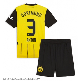 Borussia Dortmund Waldemar Anton #3 Maglia Gara Casa Repliche 2024-25 Bambino Maniche Corte